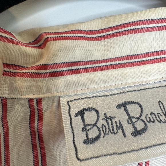 Vintage Betty Barclay Red White Striped hat embroidery Button-Up Shirt size 12 - Picture 9 of 12